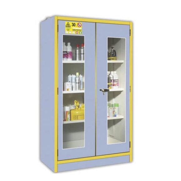 Kemikalieskap F301115 med glasdorrar 580x580