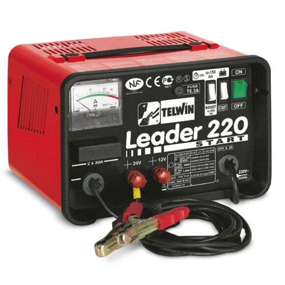 Leader 220 batteriladdare med starthjalp 12 24V 580x580