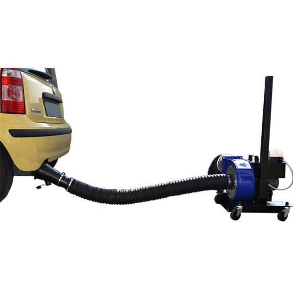 Mobil avgasflakt med slangar och avgastratt 580x580