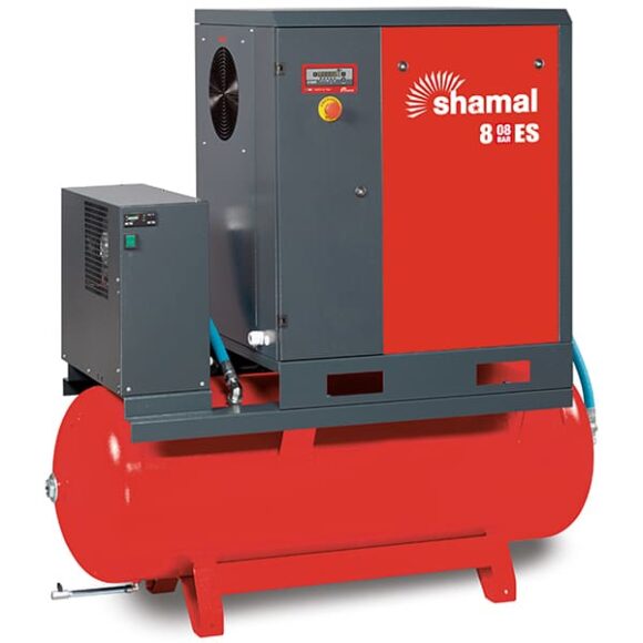 Skruvkompressor 10 hk 8 bar 270 lit tank med kyltork Shamal 580x580