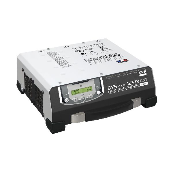 Vit batteriladdare med digital display