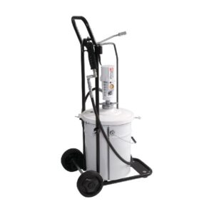 Fettutrustning på kärra med handtag och hjul